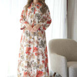 ⁦جلابيه خربزي بلياقه مرسوم على شكل ورود (7)⁩ - الصورة ⁦5⁩