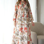 جلابيه خربزي بلياقه مرسوم على شكل ورود (7)