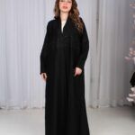 ⁦عباية شك وترتر اسود بموديل فاخر من الوسط⁩ - الصورة ⁦16⁩