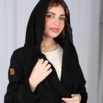 ⁦عباية شك وترتر اسود بموديل فاخر من الوسط⁩ - الصورة ⁦6⁩