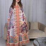 ⁦جلابية موف حرير بالوان مشجره و فصوص⁩ - الصورة ⁦7⁩