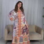 ⁦جلابية موف حرير بالوان مشجره و فصوص⁩ - الصورة ⁦14⁩