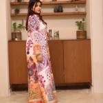 ⁦جلابية موف حرير بالوان مشجره و فصوص⁩ - الصورة ⁦3⁩