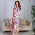 ⁦جلابية موف حرير بالوان مشجره و فصوص⁩ - الصورة ⁦5⁩