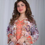 ⁦جلابية موف حرير بالوان مشجره و فصوص⁩ - الصورة ⁦12⁩