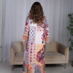 ⁦جلابية موف حرير بالوان مشجره و فصوص⁩ - الصورة ⁦8⁩