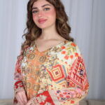 ⁦جلابية احمر حرير بالوان مشجره و فصوص⁩ - الصورة ⁦11⁩