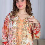 ⁦جلابية احمر حرير بالوان مشجره و فصوص⁩ - الصورة ⁦13⁩