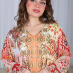 ⁦جلابية احمر حرير بالوان مشجره و فصوص⁩ - الصورة ⁦10⁩