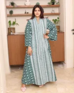 جلابية خليجية اخضر تصميم ملكي