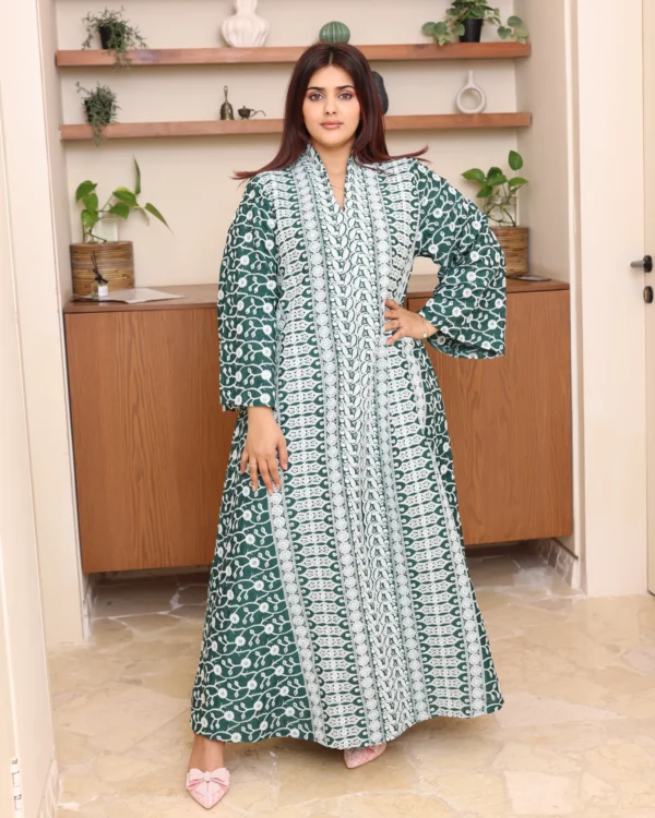 ⁦جلابية خليجية اخضر تصميم ملكي⁩ - الصورة ⁦2⁩