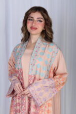 ⁦جلابية خربزي خليجية قطعتين مشجره بشك و دقات ملونة⁩ - الصورة ⁦11⁩