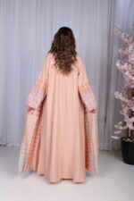 ⁦جلابية خربزي خليجية قطعتين مشجره بشك و دقات ملونة⁩ - الصورة ⁦7⁩