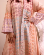 ⁦جلابية خربزي خليجية قطعتين مشجره بشك و دقات ملونة⁩ - الصورة ⁦2⁩