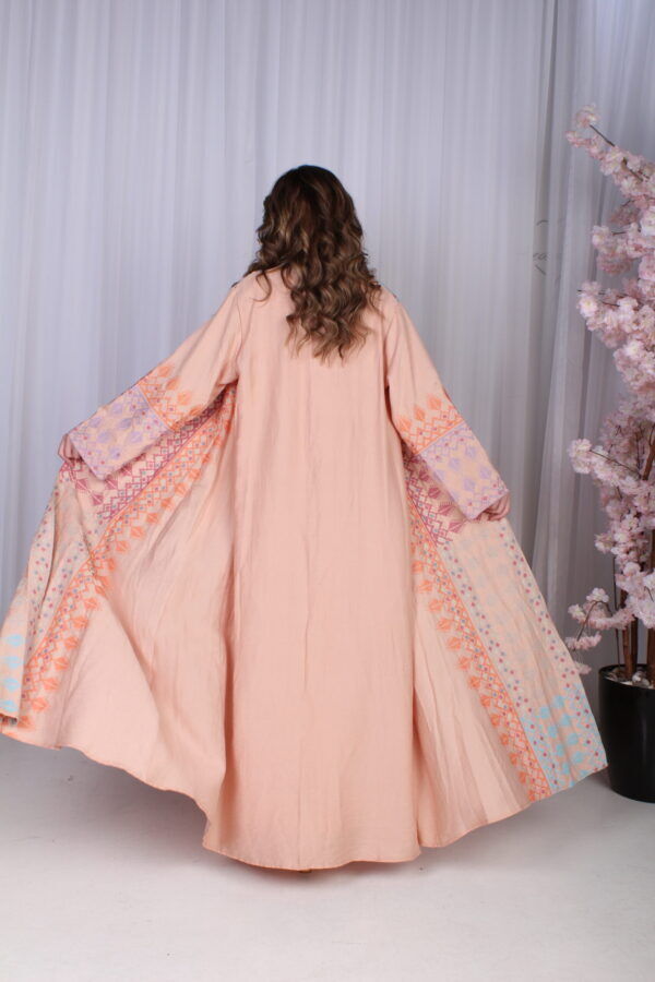 ⁦جلابية خربزي خليجية قطعتين مشجره بشك و دقات ملونة⁩ - الصورة ⁦18⁩