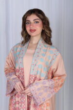 ⁦جلابية خربزي خليجية قطعتين مشجره بشك و دقات ملونة⁩ - الصورة ⁦19⁩