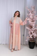 ⁦جلابية خربزي خليجية قطعتين مشجره بشك و دقات ملونة⁩ - الصورة ⁦15⁩