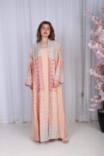 ⁦جلابية خربزي خليجية قطعتين مشجره بشك و دقات ملونة⁩ - الصورة ⁦14⁩