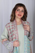 ⁦جلابية تيفاني خليجية قطعتين مشجره بشك و دقات ملونة⁩ - الصورة ⁦8⁩