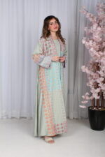 ⁦جلابية تيفاني خليجية قطعتين مشجره بشك و دقات ملونة⁩ - الصورة ⁦7⁩