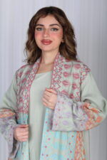 ⁦جلابية تيفاني خليجية قطعتين مشجره بشك و دقات ملونة⁩ - الصورة ⁦18⁩