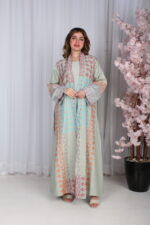 ⁦جلابية تيفاني خليجية قطعتين مشجره بشك و دقات ملونة⁩ - الصورة ⁦19⁩