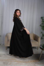 ⁦جلابية اسود ملكي قطعتين بتطريز دقات ملونة من الأمام و اكمام⁩ - الصورة ⁦5⁩