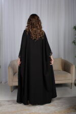 ⁦جلابية اسود ملكي قطعتين بتطريز دقات ملونة من الأمام و اكمام⁩ - الصورة ⁦13⁩