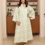 جلابية بياقة تيفاني بترتر وتطريز كامل بورود