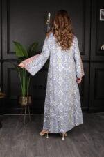 ⁦جلابية سماوي بتطريز دقات ملونة من الأمام و قماش لفتة⁩ - الصورة ⁦13⁩