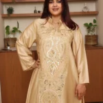 ⁦جلابية ذهبي وترتر ذهبي خليجيه بياقة و شك⁩ - الصورة ⁦4⁩