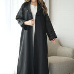 ⁦عباية بليزر مندمج مع جاكار اسود مشجر⁩ - الصورة ⁦2⁩