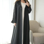 ⁦عباية بليزر مندمج مع جاكار اسود مشجر⁩ - الصورة ⁦6⁩