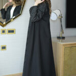 ⁦عباية بليزر مندمجة مع جاكار اسود مشجرة⁩ - الصورة ⁦9⁩