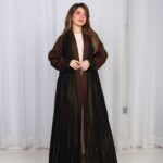 ⁦عباية شيفون بني جاكار كتف⁩ - الصورة ⁦16⁩