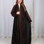 ⁦عباية شيفون بني جاكار كتف⁩ - الصورة ⁦5⁩