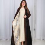 ⁦عباية شيفون بني جاكار كتف⁩ - الصورة ⁦6⁩