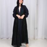 ⁦عباية كسرات شيفون كحلي جاكار كتف⁩ - الصورة ⁦8⁩