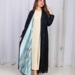 ⁦عباية كسرات شيفون كحلي جاكار كتف⁩ - الصورة ⁦10⁩