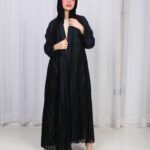 عباية كسرات شيفون كحلي جاكار كتف