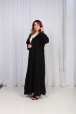 ⁦عباية دانتيل اسود بالأكمام والجوانب⁩ - الصورة ⁦7⁩