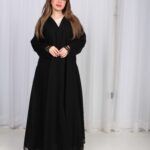 ⁦عباية دانتيل اسود بالأكمام والجوانب⁩ - الصورة ⁦8⁩