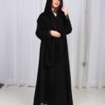 ⁦عباية دانتيل اسود بالأكمام والجوانب⁩ - الصورة ⁦9⁩