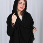 ⁦عباية دانتيل اسود بالأكمام والجوانب⁩ - الصورة ⁦10⁩