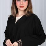 ⁦عباية دانتيل اسود بالأكمام والجوانب⁩ - الصورة ⁦16⁩