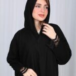 ⁦عباية دانتيل اسود بالأكمام والجوانب⁩ - الصورة ⁦19⁩