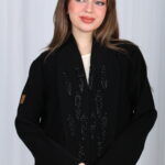 ⁦عباية سرداب الجاذبية السوداء بشك وخرز اسود⁩ - الصورة ⁦3⁩