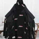 ⁦عباية حنين كلوش كامل بقماش كريب الابداع مع طرحه مطرزه⁩ - الصورة ⁦2⁩