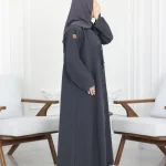 ⁦عباية رمادي محددة بفصوص⁩ - الصورة ⁦2⁩
