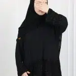⁦عباية كلوش هندي بطبقات مطرزه اسود⁩ - الصورة ⁦4⁩